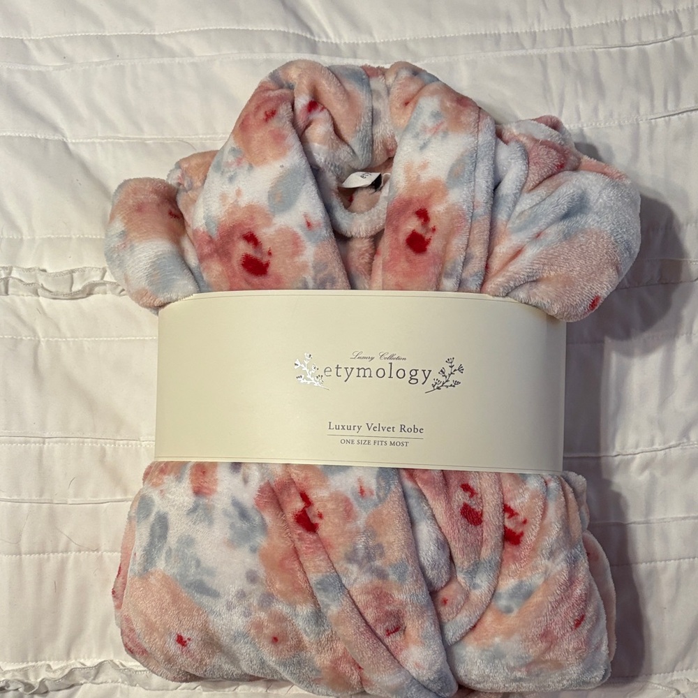 Luxury Velvet Robe - Pink and Gray